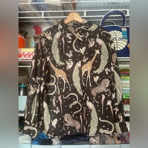 Zara Women’s button down, funky animal zoo shirt